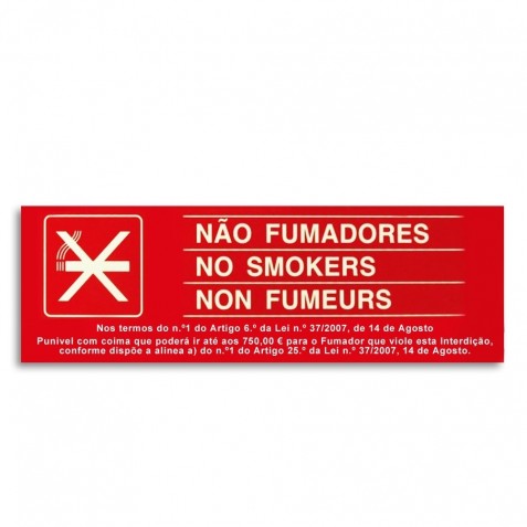 Sinalética autocolante "Não Fumadores" colagem direta em superficie opaca