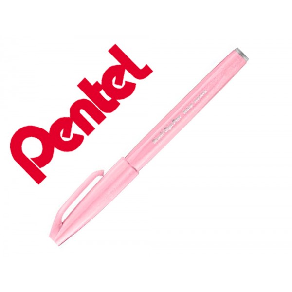 Marcador pincel pentel touch para caligrafia cor rosa pastel