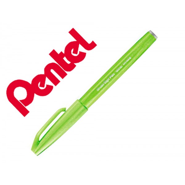 Marcador pincel pentel touch para caligrafia cor verde pastel