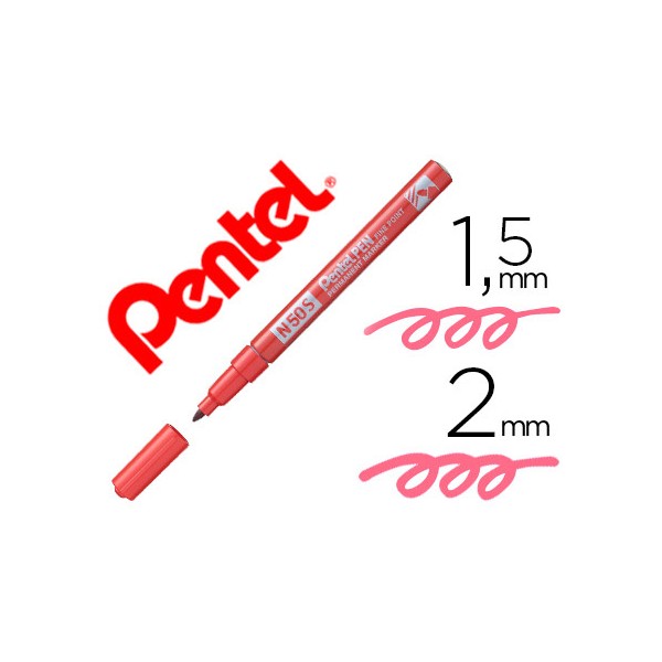 Marcador pentel n50s permanente cor vermelho 15 2 mm