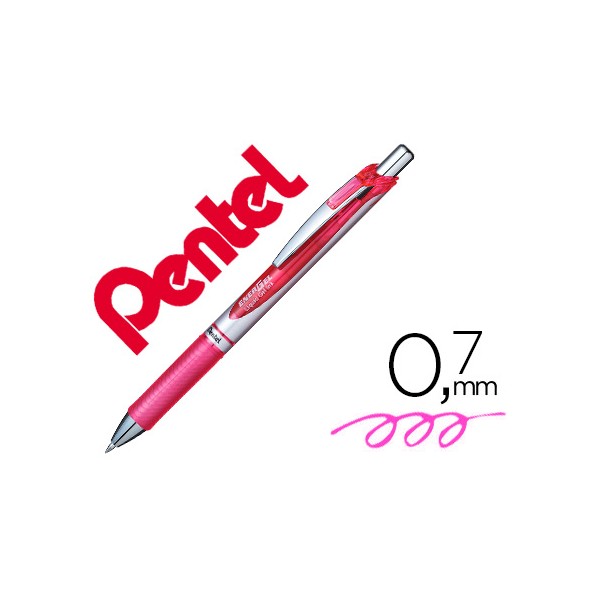 Roller pentel bl77 07 mm energel retratil rosa