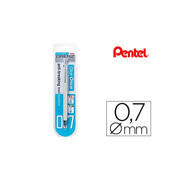 Lapiseira pentel orenz 07 mm branco em blister de 1 unidade