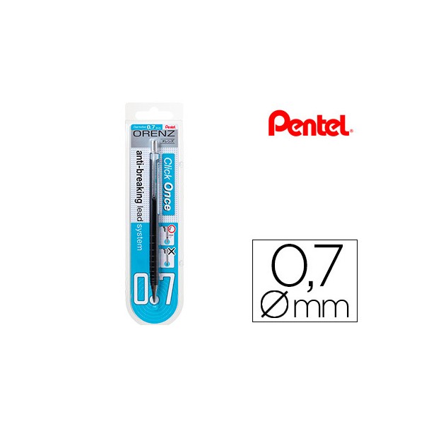 Lapiseira pentel orenz 07 mm preto em blister de 1 unidade