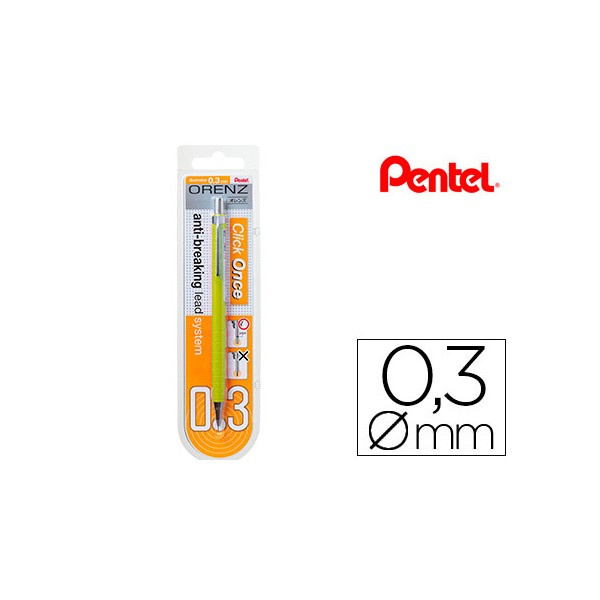 Lapiseira pentel orenz 03 mm amarelo em blister de 1 unidade