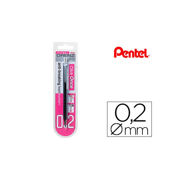 Lapiseira pentel orenz 02 mm preto em blister de 1 unidade