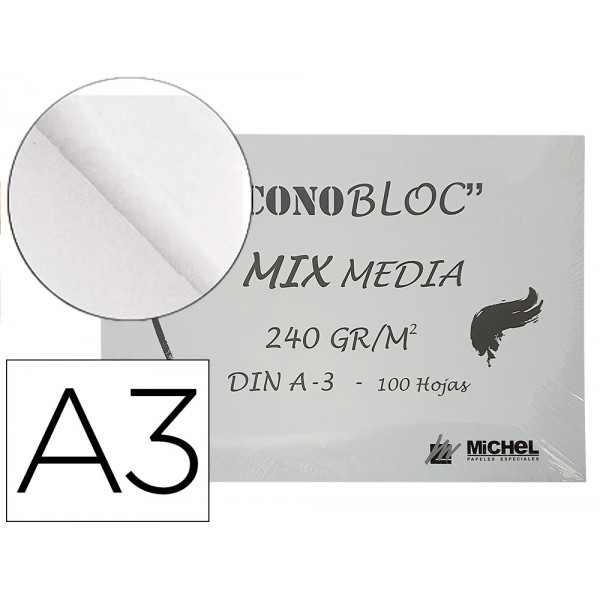 Bloc dibujo multitecnicas michel econobloc mix media din a3 encolado 100 hojas 240 gr 297x420 mm