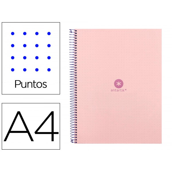 Caderno espiral liderpapel a4 micro antartik capa forrada 80f 90 gr pontilhado 1 banda 4 furos cor rosa