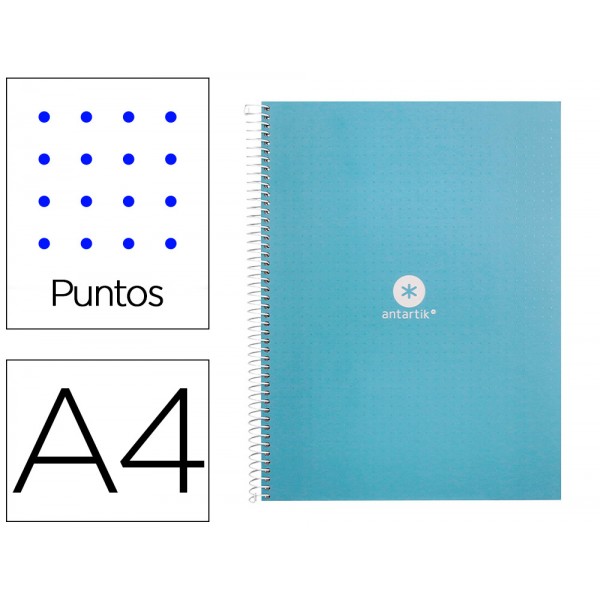 Caderno espiral liderpapel a4 micro antartik capa forrada 80f 90 gr pontilhado 1 banda 4 furos cor celeste