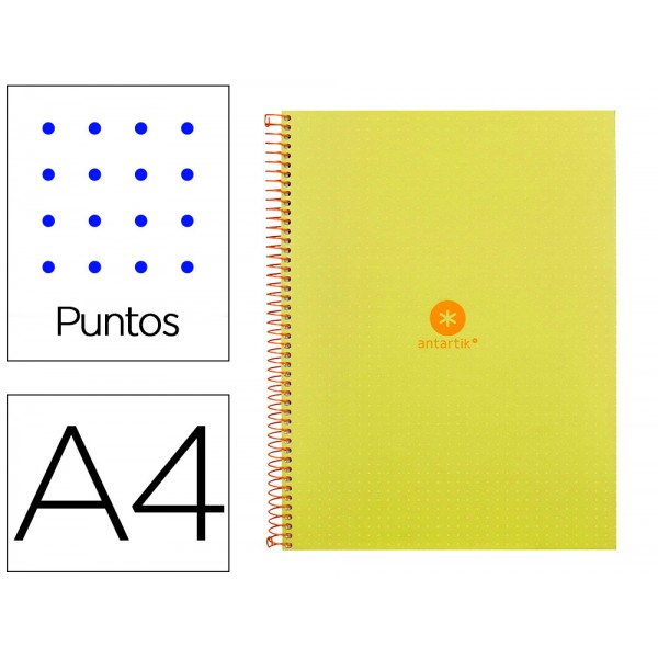 Caderno espiral liderpapel a4 micro antartik capa forrada 80f 90 gr pontilhado 1 banda 4 furos cor amarelo