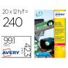 Etiqueta adesiva avery poliester branco para impressora laser 991x423 mm caixa de 240 unidades