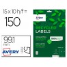 Etiqueta adesiva avery branca permanente reciclada 100 para impressora laser 991x57 mm caixa de 150 unidades