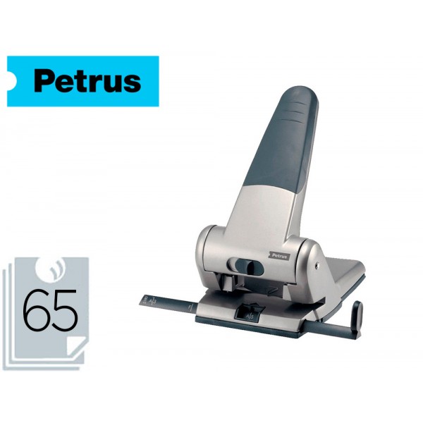 Furador petrus 305 metalico capacidade de 65 folhas cor prata