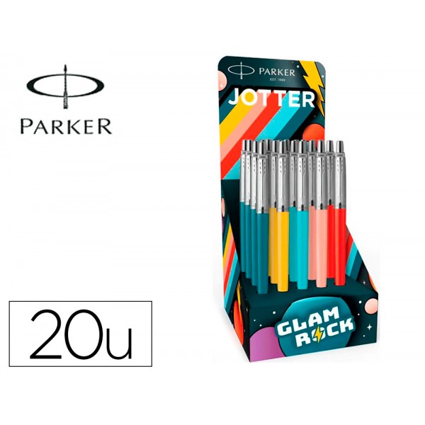 Esferografica parker jotter originals glam rock transit expositor de 20 unidades sortidas