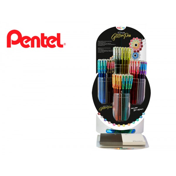 Roller pentel k110 dual metallic expositor com 8 duzias e 12 cores sortidas