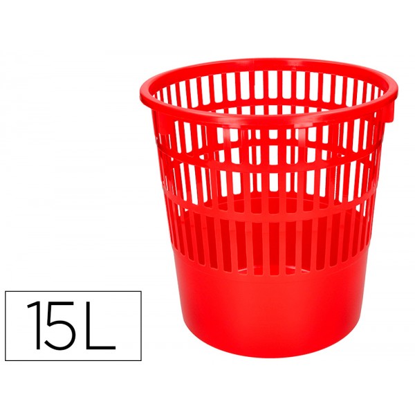 Cesto de papeis q connect em plastico 15 litros cor vermelho 285x290 mm