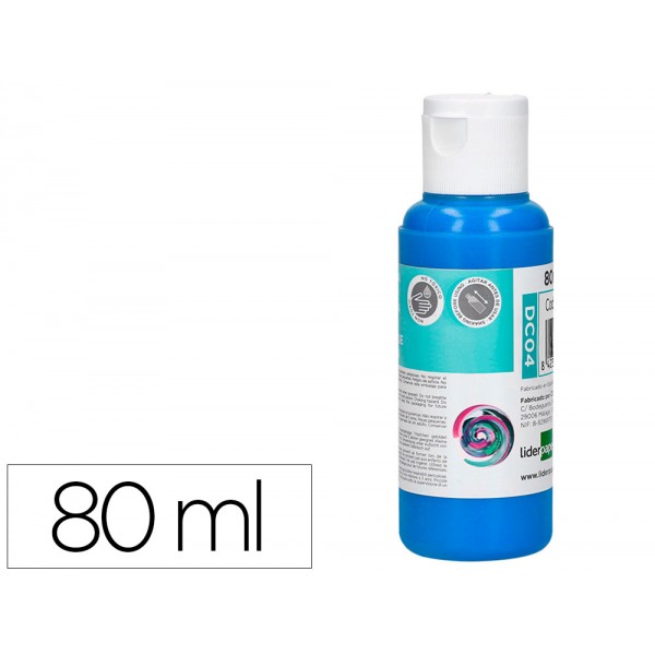 Pintura acrilica liderpapel frasco de 80 ml cian