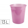 Cesto de papeis em plastico liderpapel ecouse 100 reciclado rosa translucido 13 litros 275x285 mm