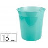 Cesto de papeis em plastico liderpapel ecouse 100 reciclado menta translucido 13 litros 275x285 mm