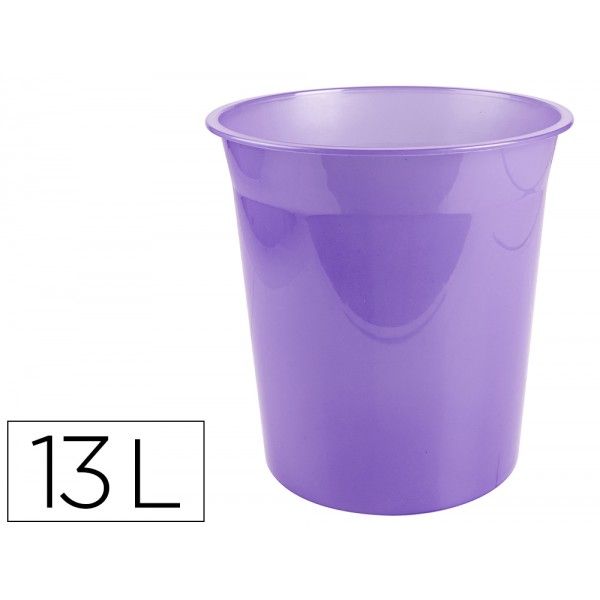 Cesto de papeis em plastico liderpapel ecouse 100 reciclado lavanda translucido 13 litros 275x285 mm