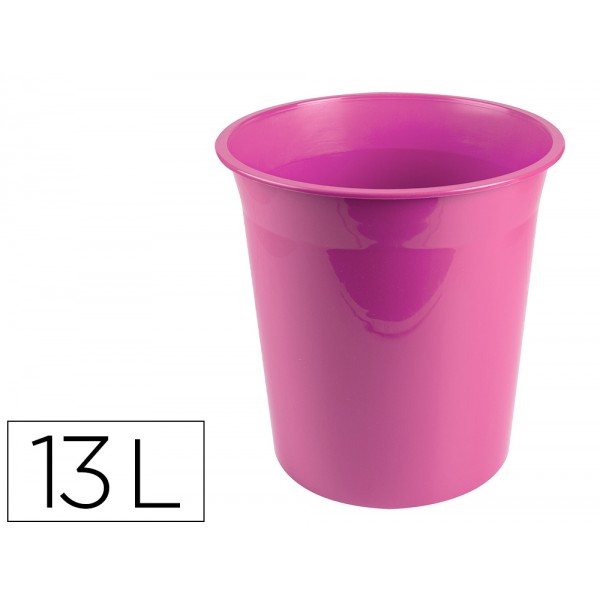 Cesto de papeis em plastico liderpapel ecouse 100 reciclado rosa opaco 13 litros 275x285 mm