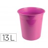 Cesto de papeis em plastico liderpapel ecouse 100 reciclado rosa opaco 13 litros 275x285 mm