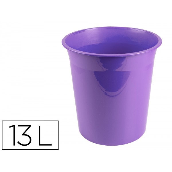 Cesto de papeis em plastico liderpapel ecouse 100 reciclado lavanda opaco 13 litros 275x285 mm