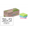 Bloco de notas adesivas q connect 38x51 mm 100 papel reciclado cores pastel caixa de cartao