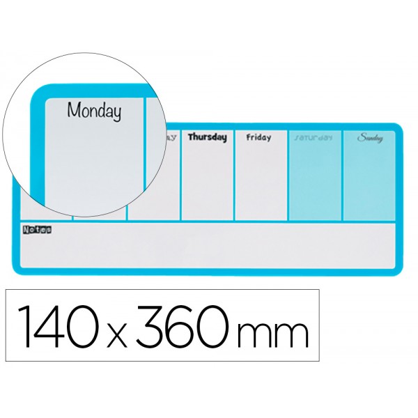 Planificador semanal nobo magnetico cor azul 140x360 mm