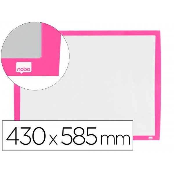 Quadro branco nobo magnetico moldura fucsia 430x585 mm