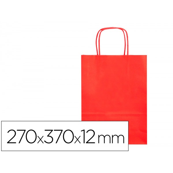 Bolsa de papel q connect celulose vermelho m com asa retorcida 270x370x12 mm