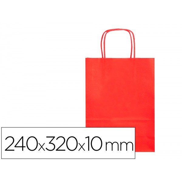 Bolsa de papel q connect celulose vermelho s com asa retorcida 240x320x10 mm