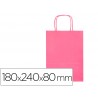 Bolsa de papel q connect celulose rosa xs com asa retorcida 180x240x80 mm