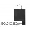 Bolsa de papel q connect celulose preto xs com asa retorcida 180x240x80 mm