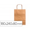 Bolsa de papel q connect kraft natural liso xs com asa retorcida 180x240x80 mm