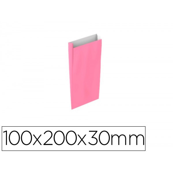 Envelope basika celulose rosa com fole xxs 100x200x30 mm pack de 25 unidades