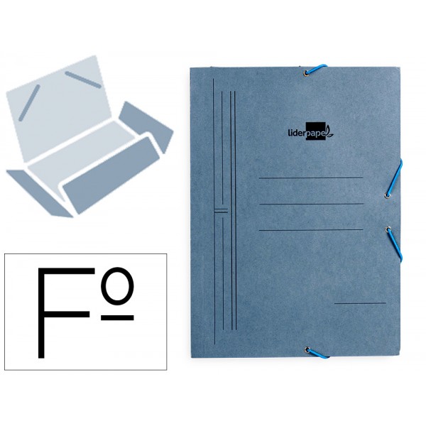 Pasta liderpapel de elasticos folio 3 abas cartao pintado azul 410 g m2