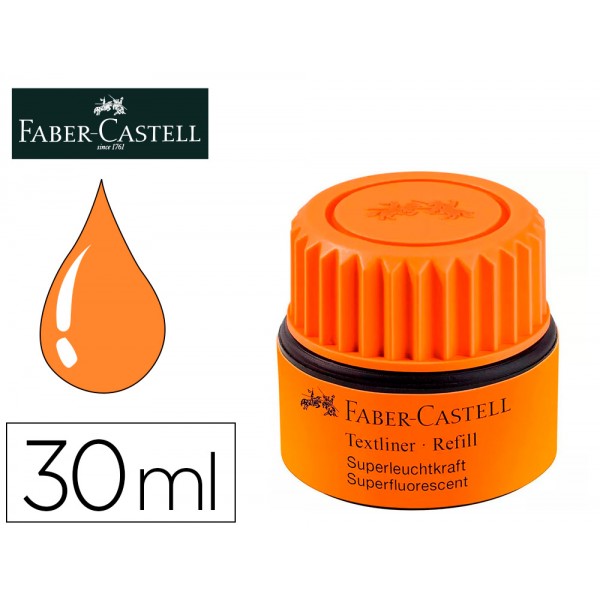 Tinta marcador faber castell fluorescente 1549 com sistema capilar cor laranja frasco de 30 ml