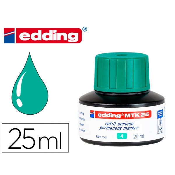 Tinta marcador edding mtk 25 com sistema capilar cor verde frasco de 25 ml