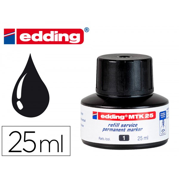 Tinta marcador edding mtk 25 com sistema capilar cor preto frasco de 25 ml