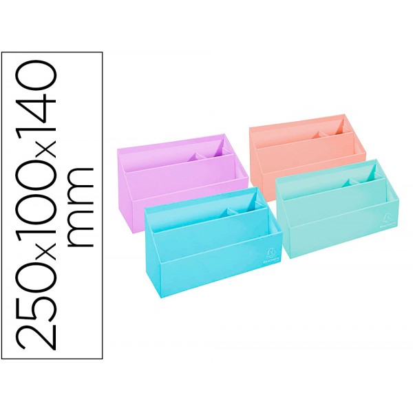 Organizador exacompta aquarel cartao forrado 3 compartimentos cores pastel sortidas 250x100x140 mm