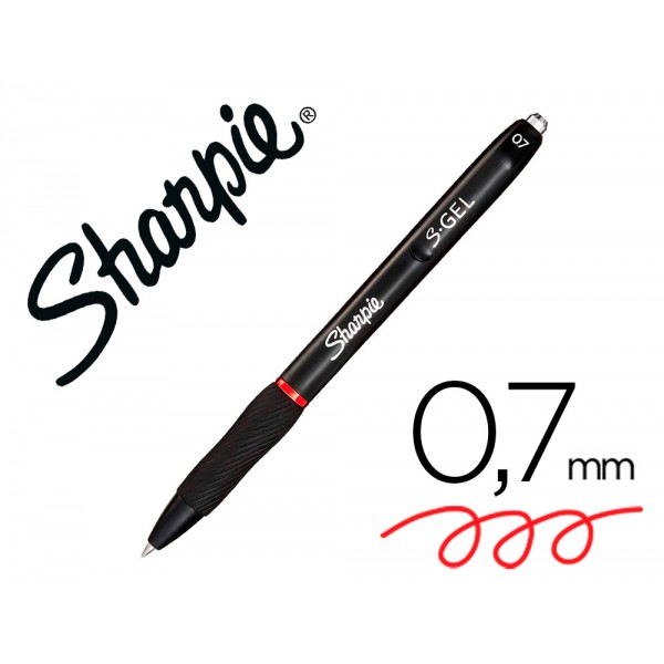 Boligrafo sharpie retractil tinta gel punta 07 mm color rojo