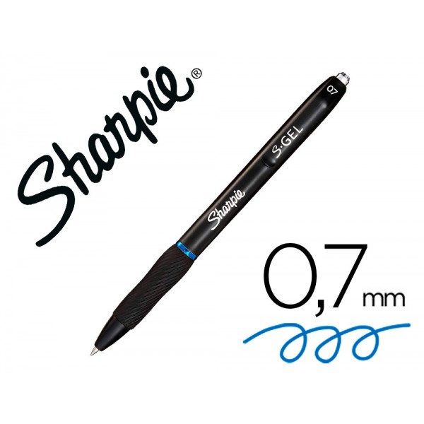 Boligrafo sharpie retractil tinta gel punta 07 mm color azul