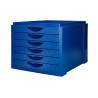 Ficheiro gavetas de secretaria q connect bandeja organizadora superior 6 gavetas cor azul opaco 350x255x280 mm