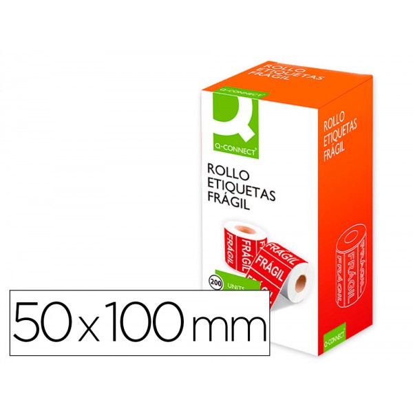 Etiqueta q connect fragil 50x100 mm rolo de 200 unidades