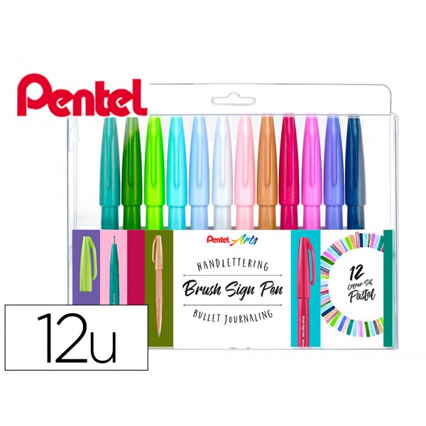 Marcador pincel pentel touch estojo de 12 unidades