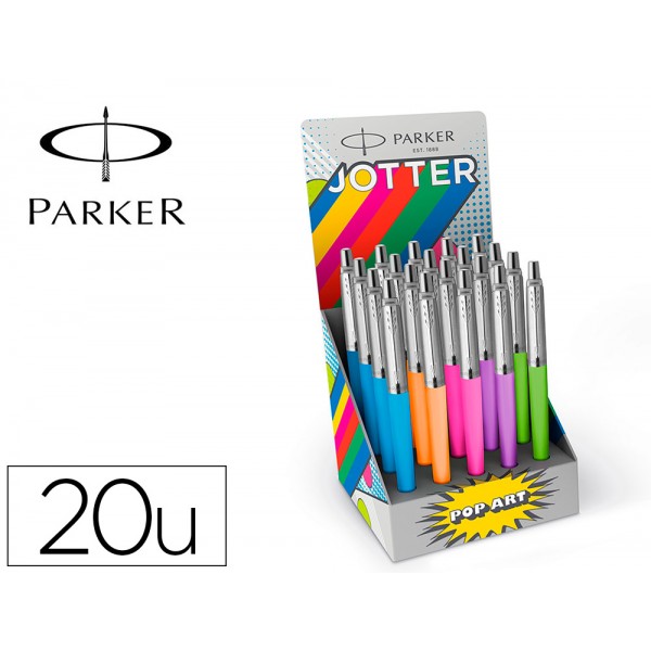 Esferografica parker jotter originals pop art edicao especial expositor de 20 unidades cores sortidas