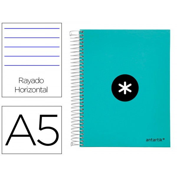 Caderno espiral liderpapel din a5 antartik capa forrada 120 f 100 gr pautado 5 mm 5 bandas cor menta