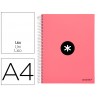 Caderno espiral liderpapel din a4 antartik capa forrada 120 f 100 gr liso 5 bandas cor coral