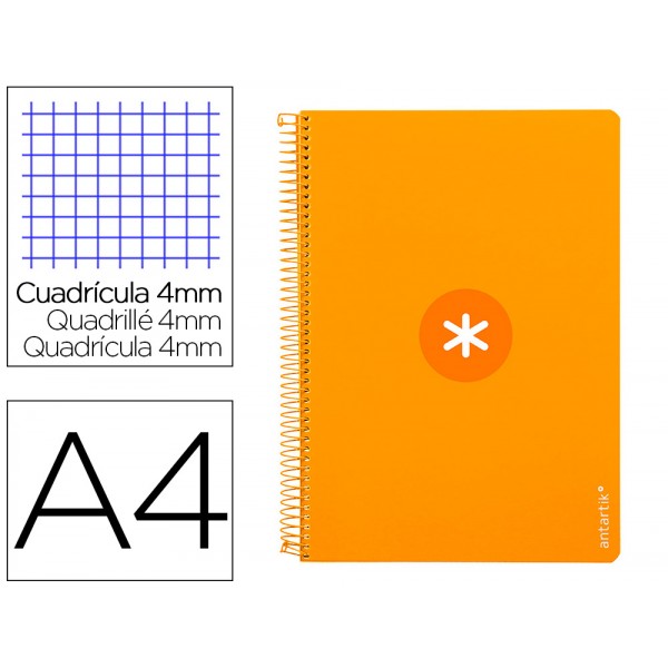 Caderno espiral liderpapel a4 antartik capa dura 80f 100gr quadricula 4mm com margem cor mostarda