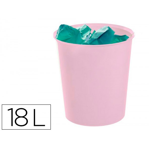 Cesto de papeis archivo 2000 ecogreen plastico 100 reciclavel 18 litros cor rosa pastel